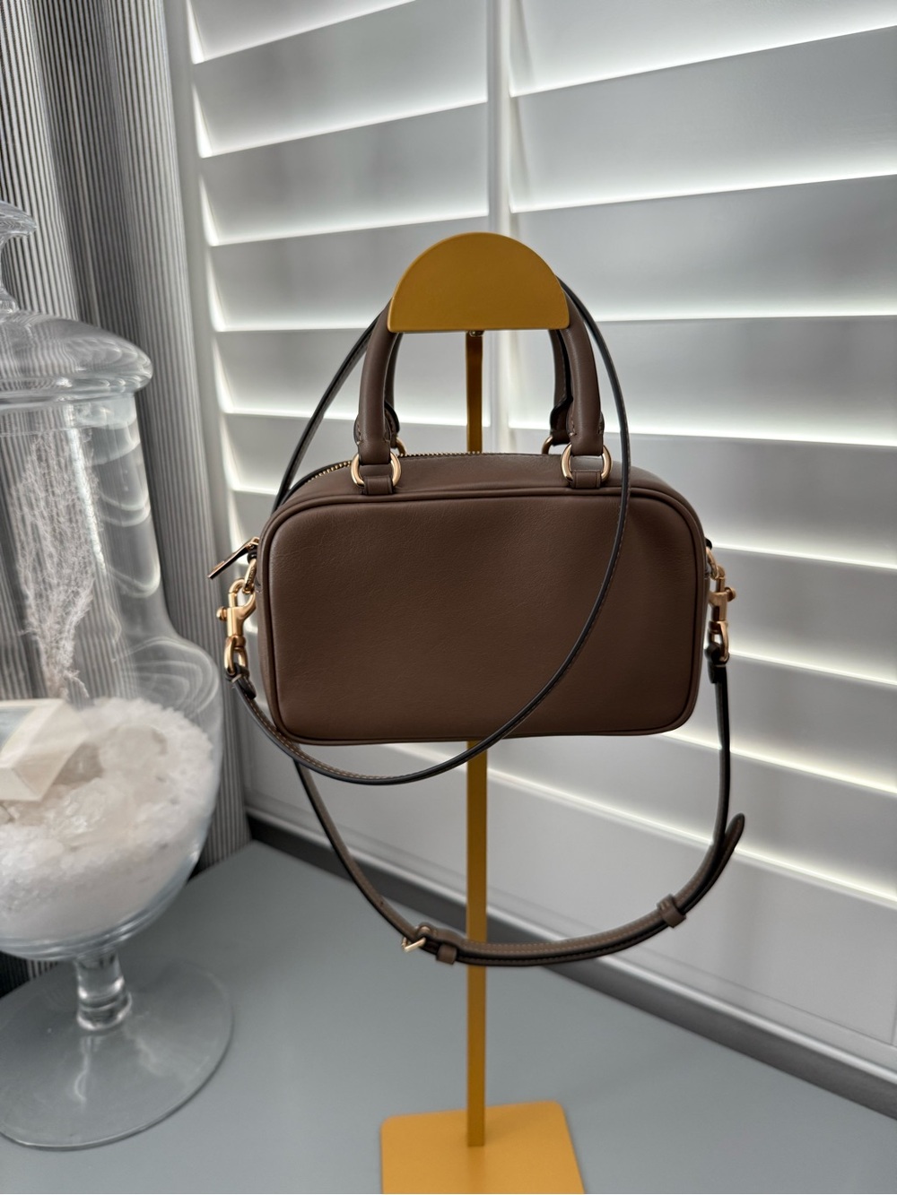 Coach Outlet small cube satchel in dark stone - Picture 2 of 9